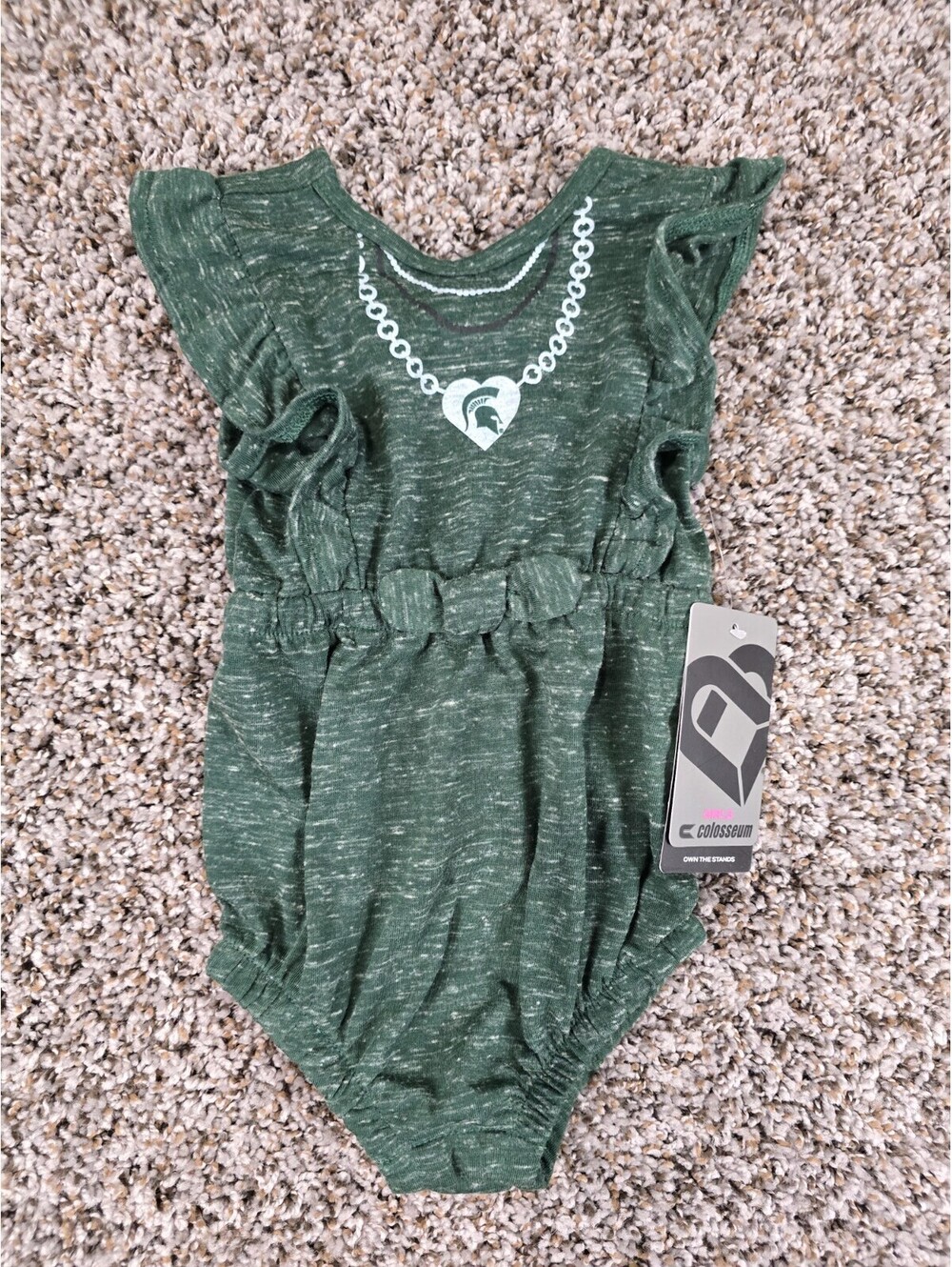 Michigan State University Baby Girls Sz 6-12M One Piece Short Sleeve Top NEW
